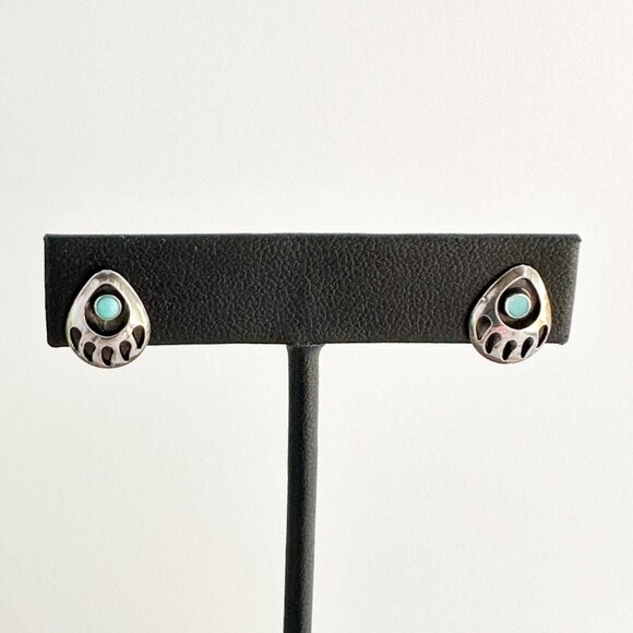 Jewelry - Turquoise Bear Paw Studs, Sterling Silver